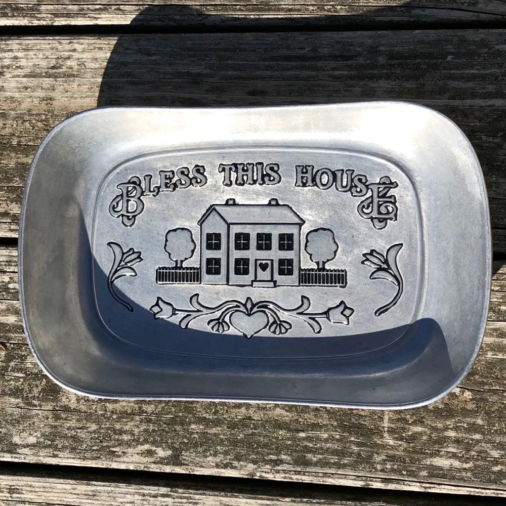 - “Bless This House” Metal Serving Tray! EUC!